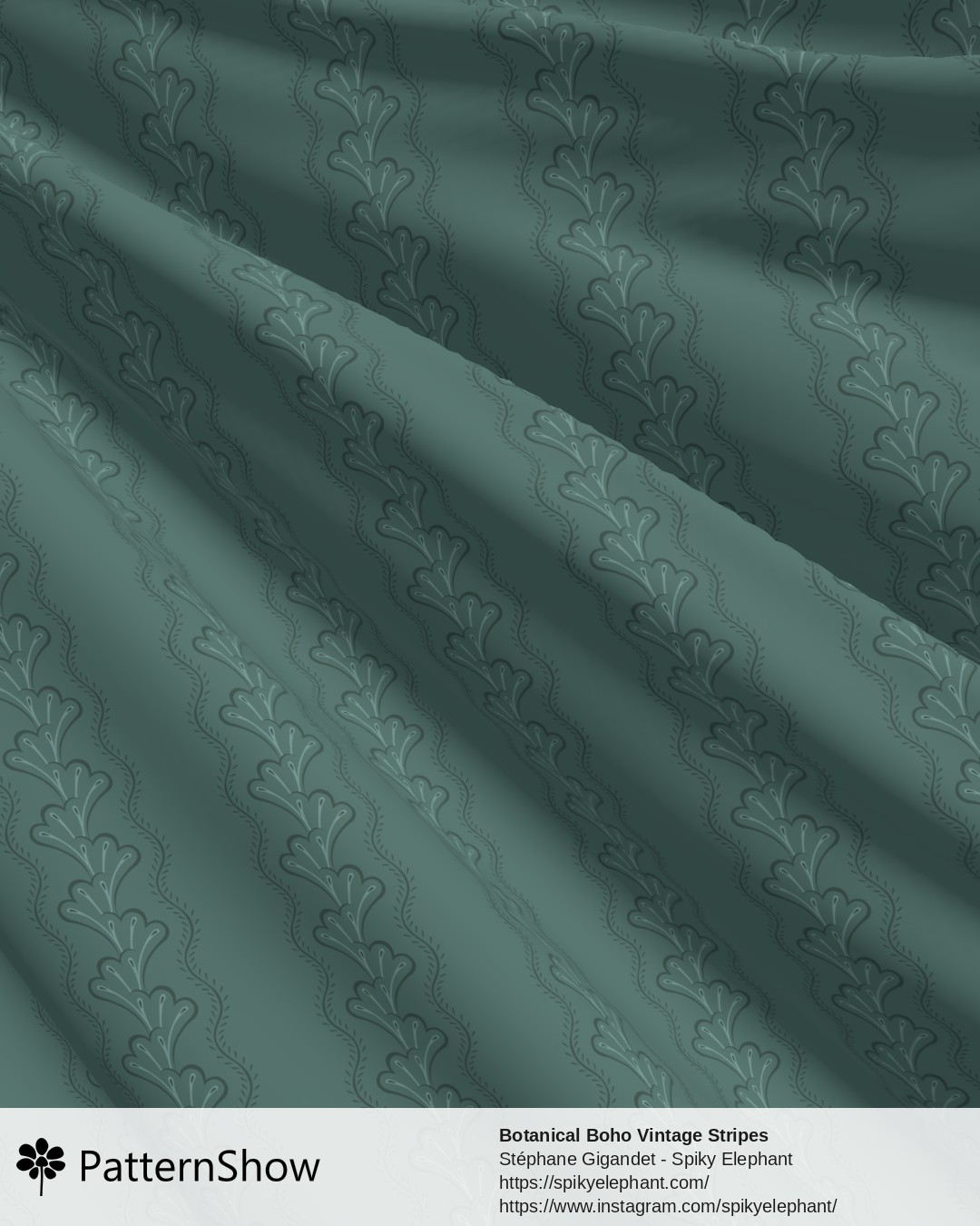 Botanical Boho Vintage Stripes - Teal Blue Green Cyan