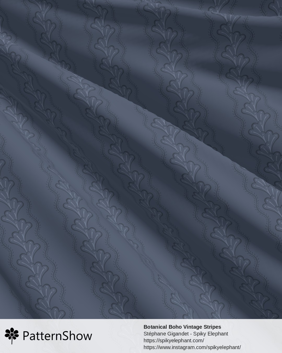 Botanical Boho Vintage Stripes - Denim Blue Indigo Purple
