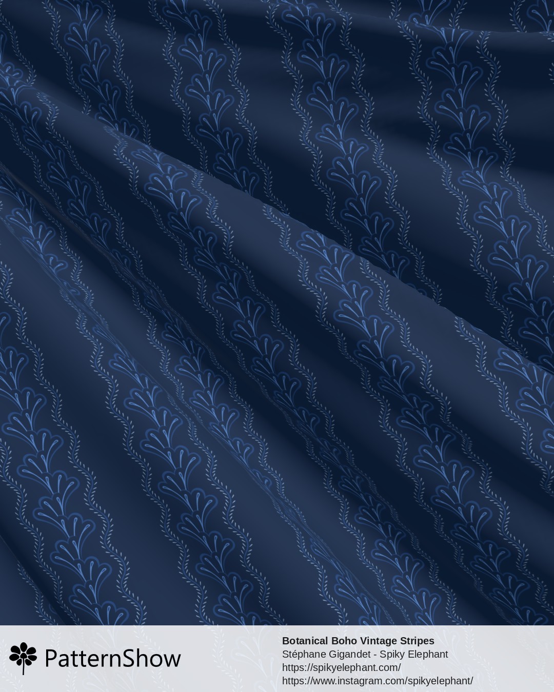 Botanical Boho Vintage Stripes - Deep Sea Ocean Midnight Navy Blue Indigo