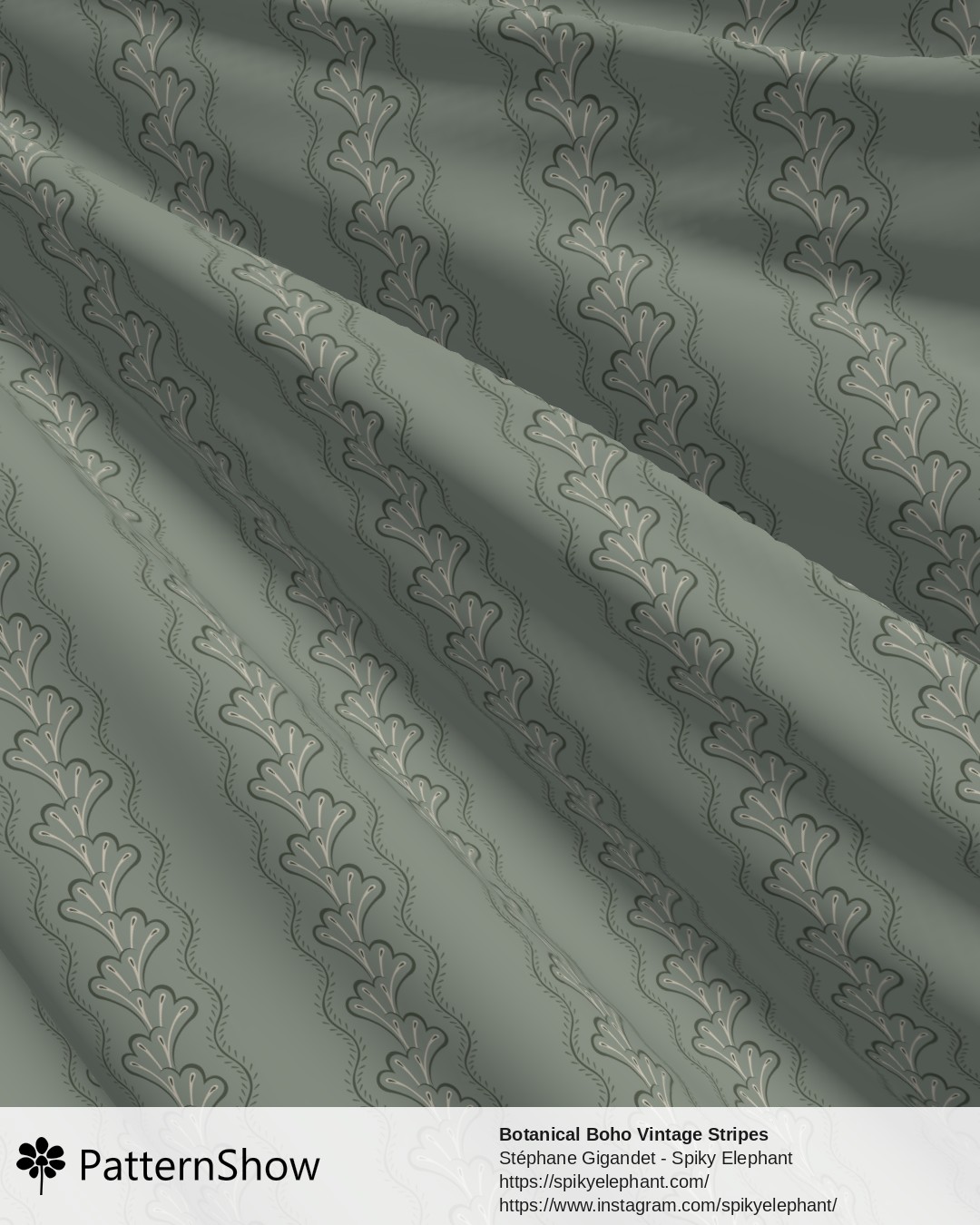 Botanical Boho Vintage Stripes - Muted Sage Garden Green Beige Cream