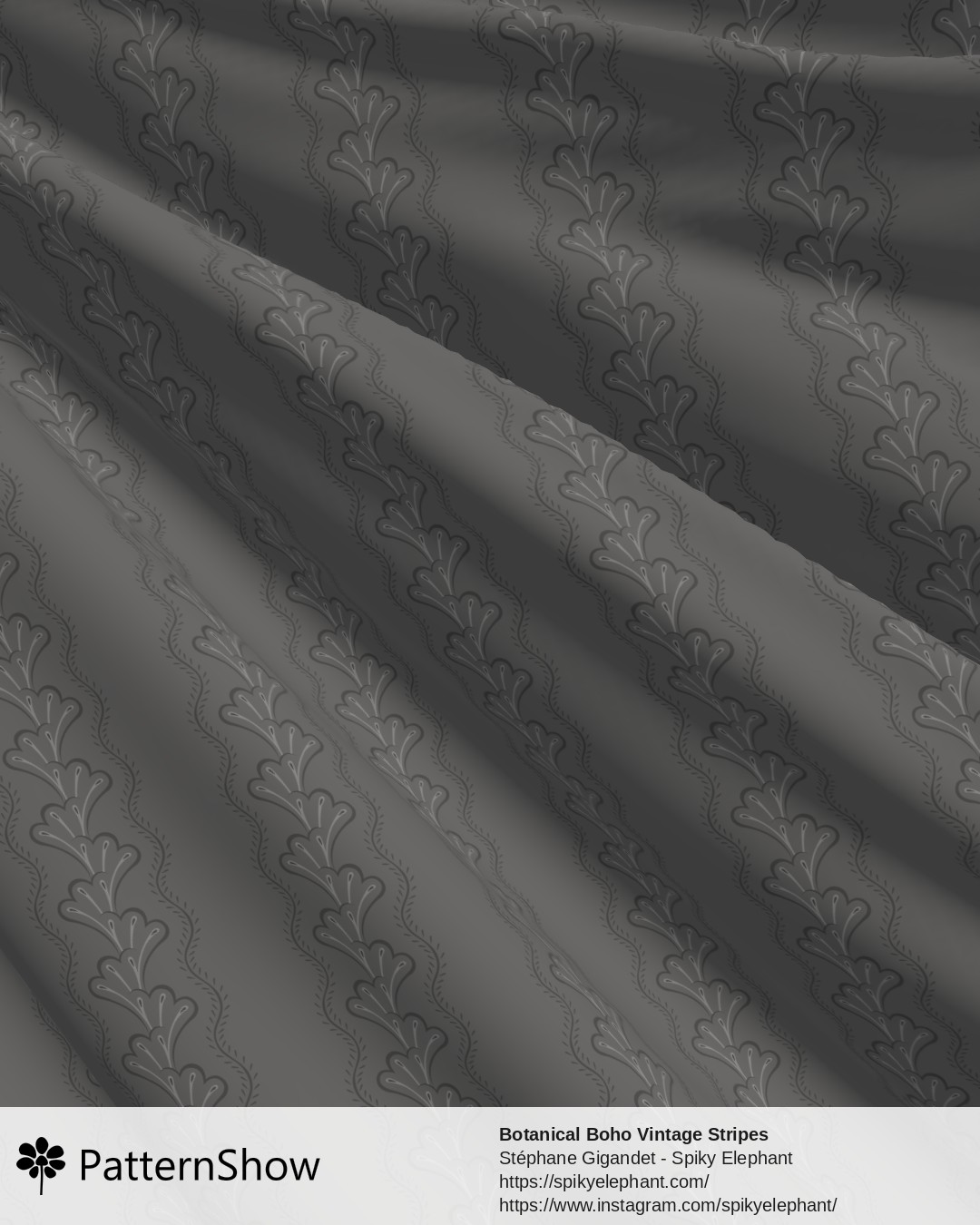 Botanical Boho Vintage Stripes - Neutral Shades Muted Dark Grey
