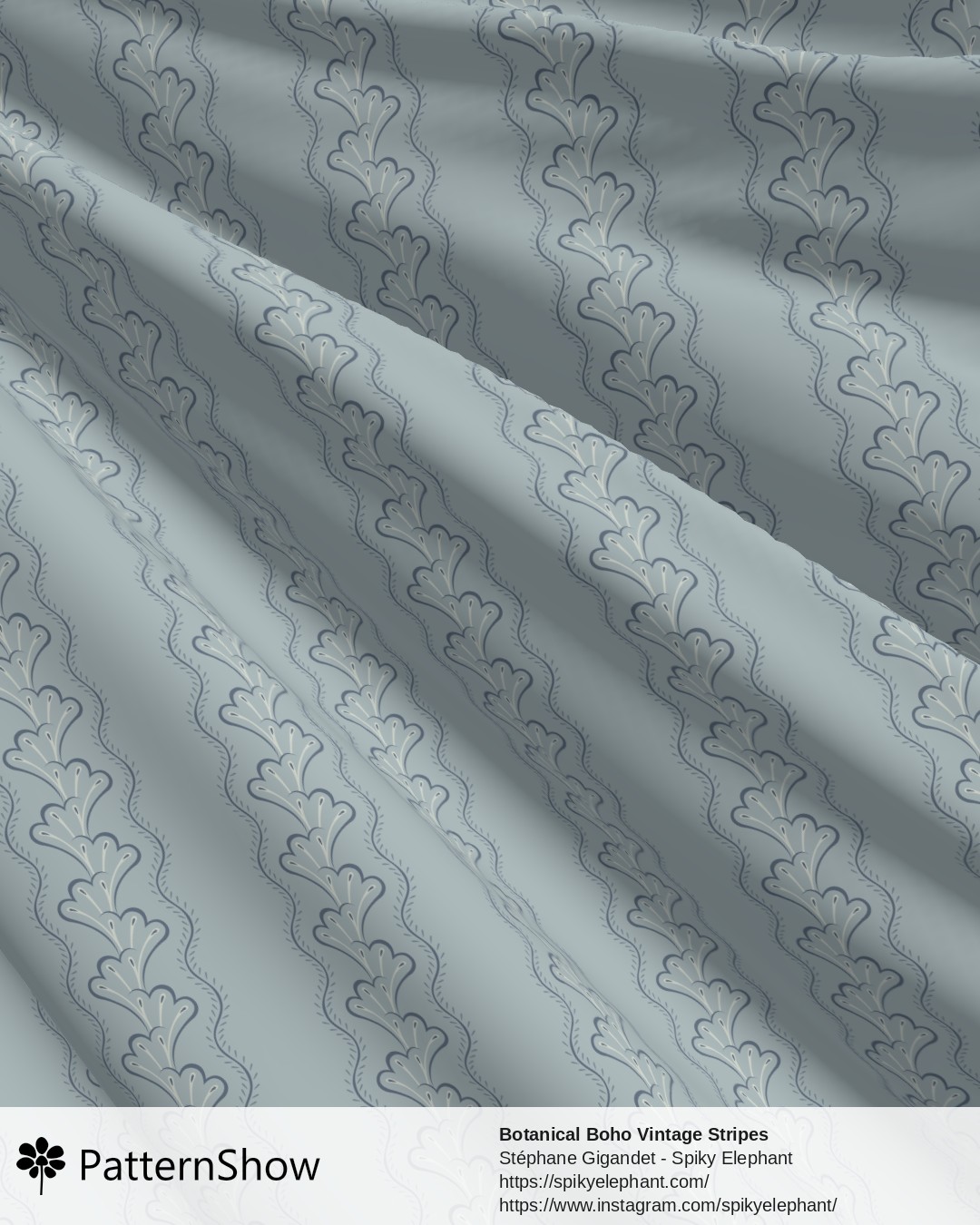 Botanical Boho Vintage Stripes - Light Cyan Steel Blue