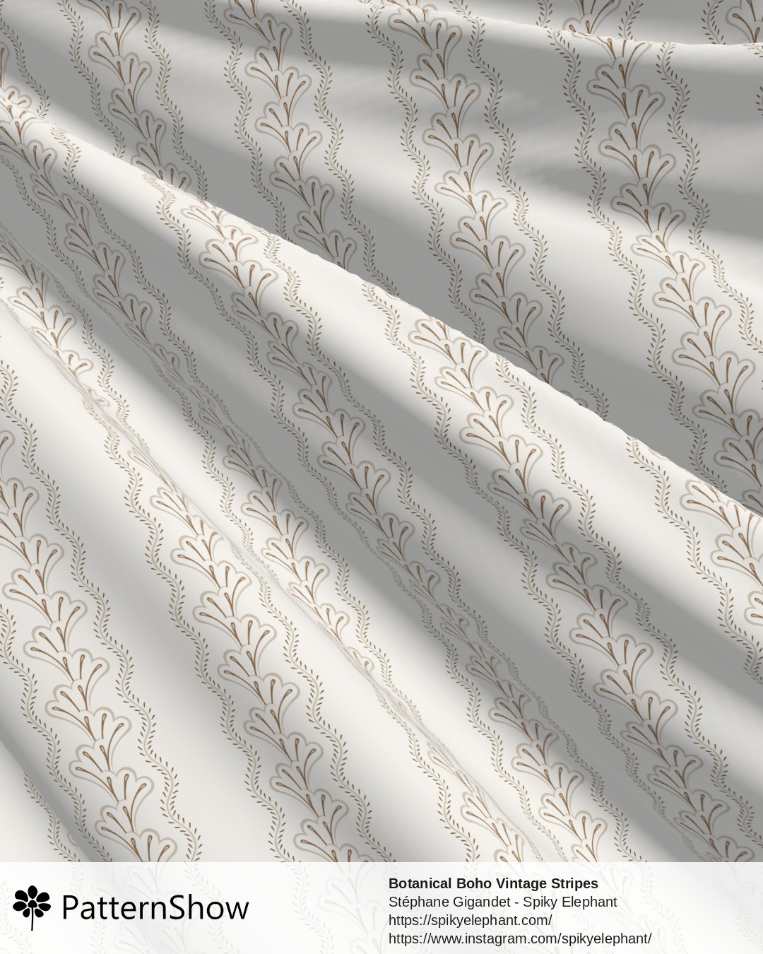 Botanical Boho Vintage Stripes - Ivory Cream Soft Beige Vintage Brown