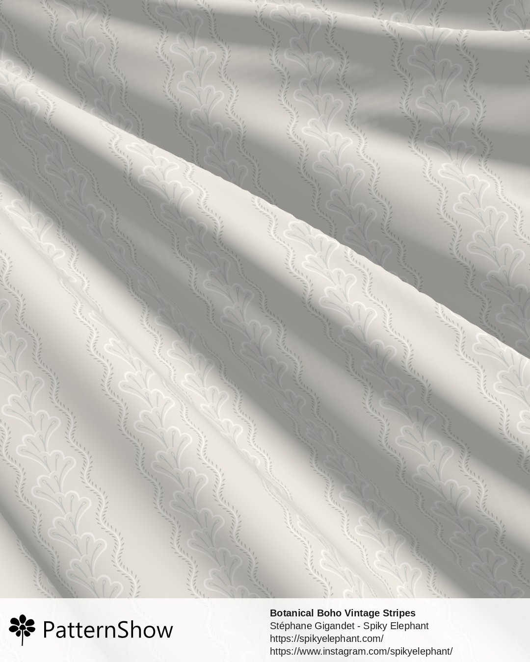 Botanical Boho Vintage Stripes - Beige Cream White Dusty Blue Grey