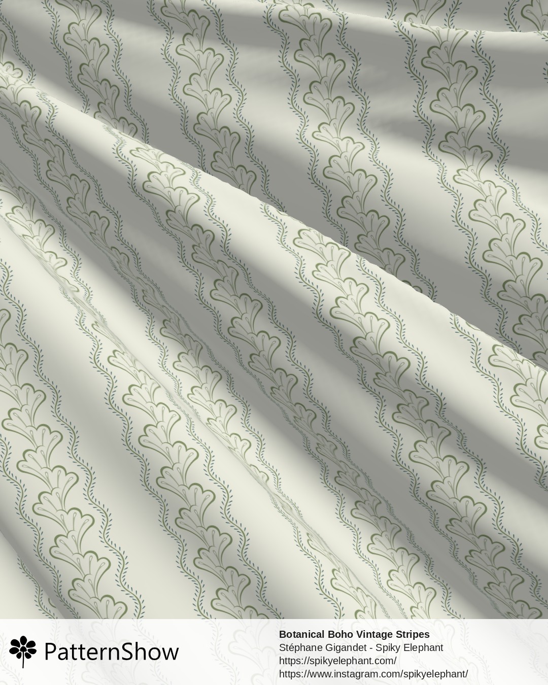 Botanical Boho Vintage Stripes - Light Sage Green