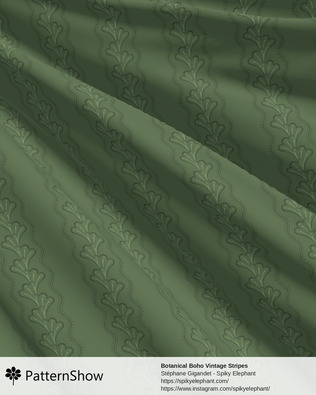 Botanical Boho Vintage Stripes - Forest Fern Green