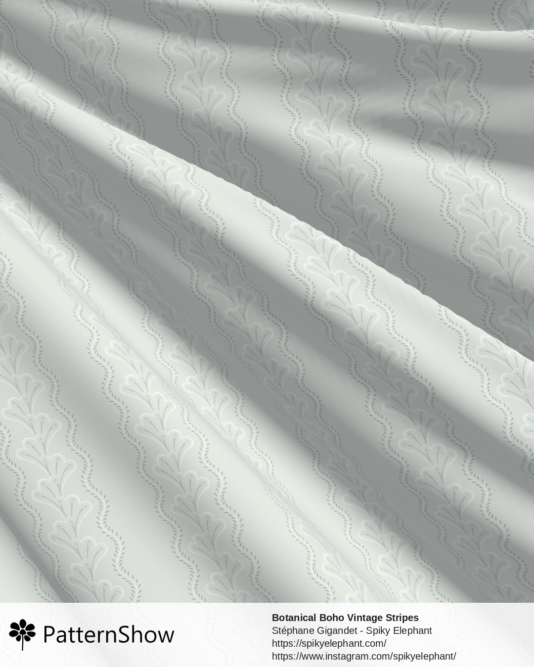 Botanical Boho Vintage Stripes - Light Sage Green Pastel