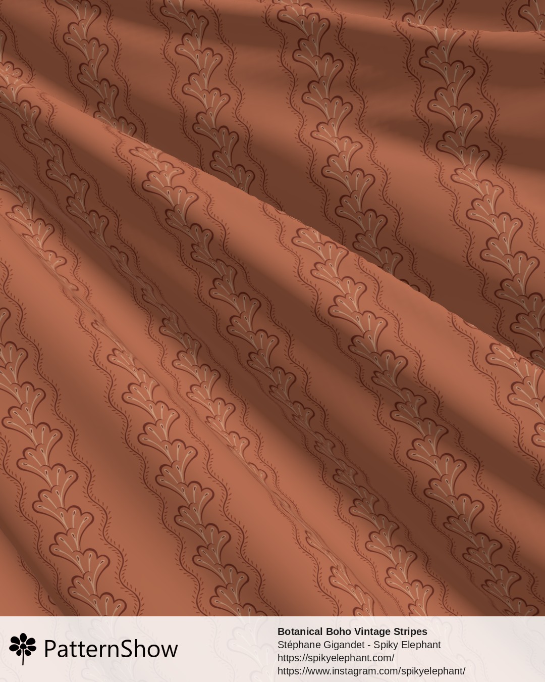Botanical Boho Vintage Stripes - Earthy Coral Red Brown Peach Orange