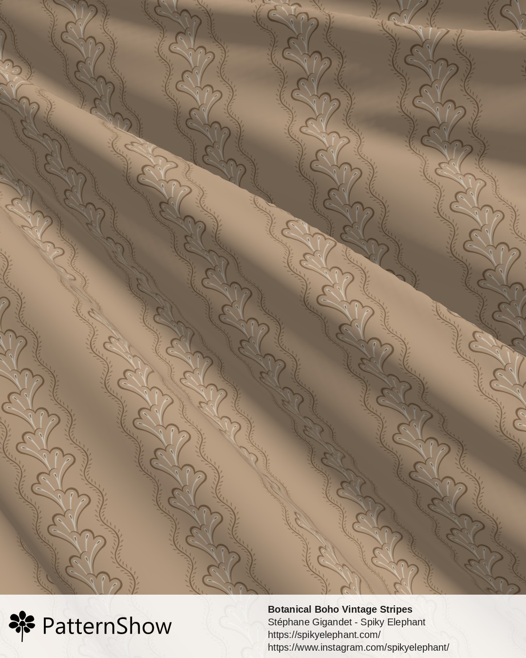 Botanical Boho Vintage Stripes - Macchiato Coffee Brown Cream Latte Beige