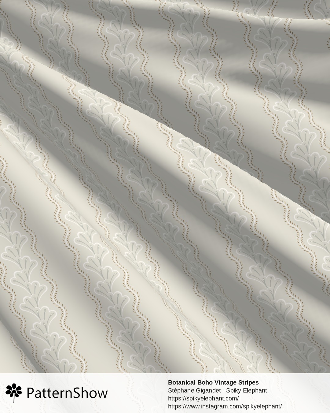 Botanical Boho Vintage Stripes - Beige Cream Grey Sage Green Brown