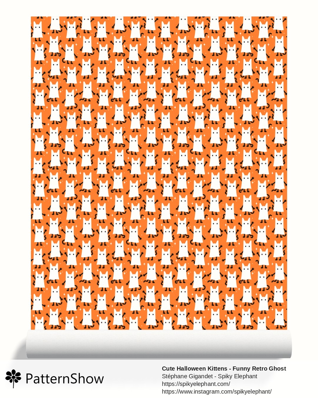Cute Halloween Kittens - Funny Retro Ghost Cats wallpaper - Orange