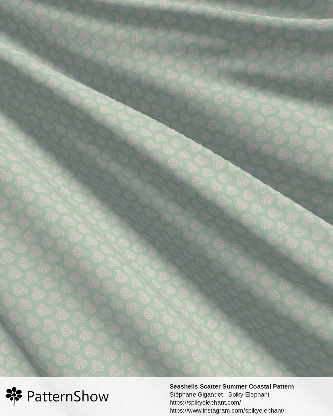 Seashells Scatter Summer Coastal Pattern - Soft Light Green