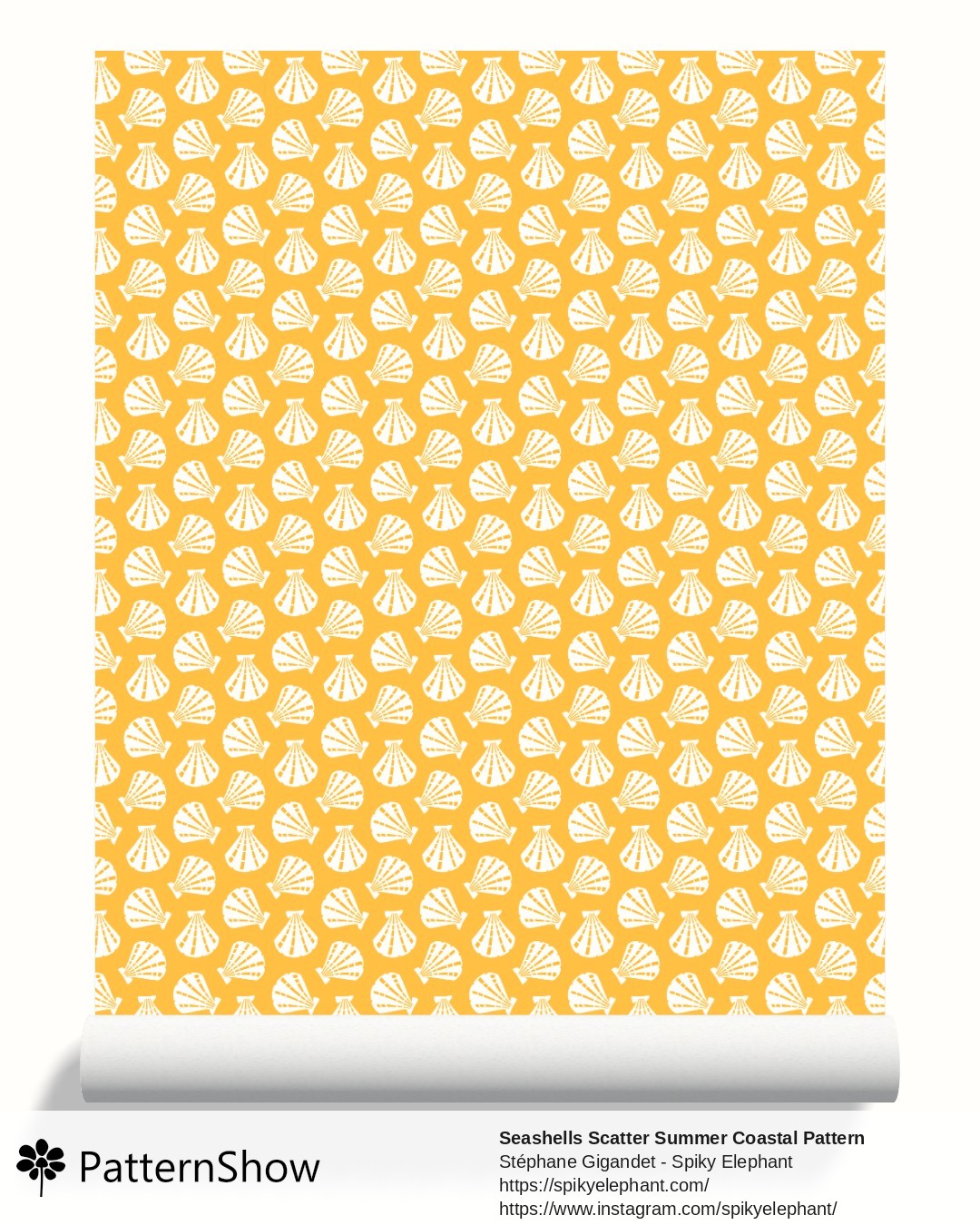 Seashells Scatter Summer Coastal Pattern wallpaper - Sunny Yellow