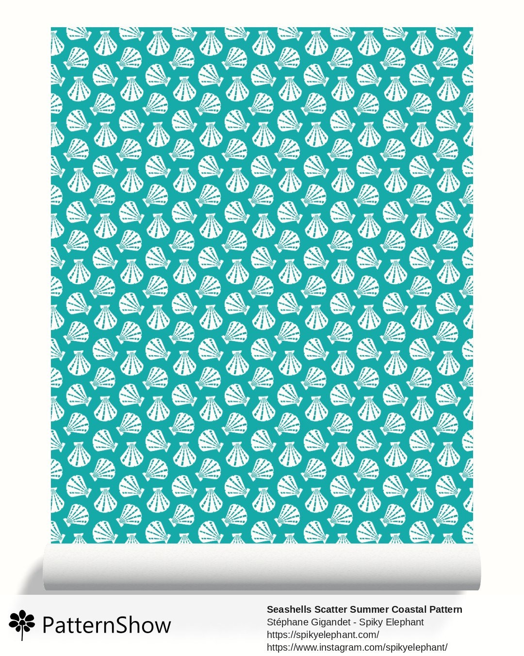 Seashells Scatter Summer Coastal Pattern wallpaper - Turquoise
