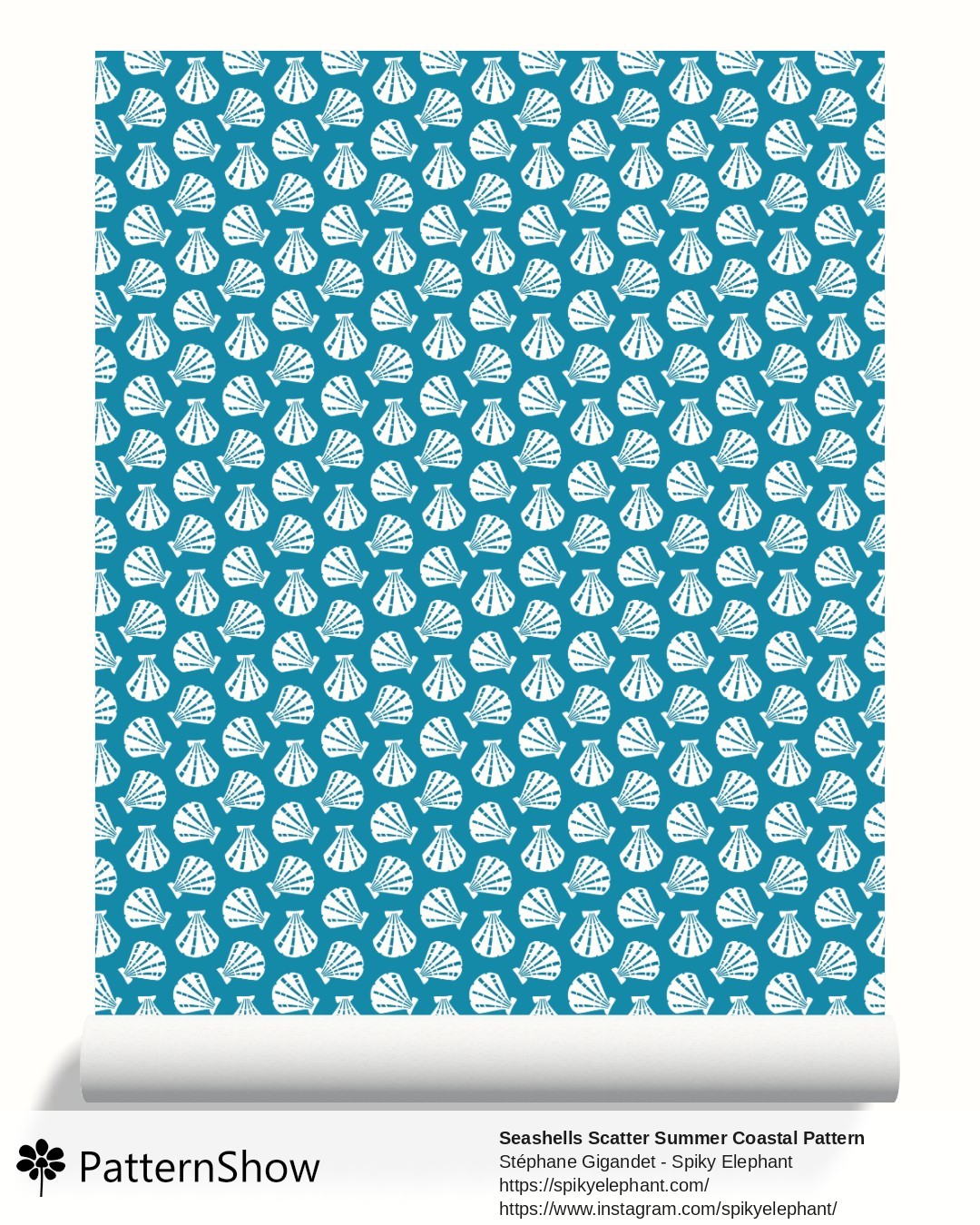 Seashells Scatter Summer Coastal Pattern wallpaper - Teal Blue