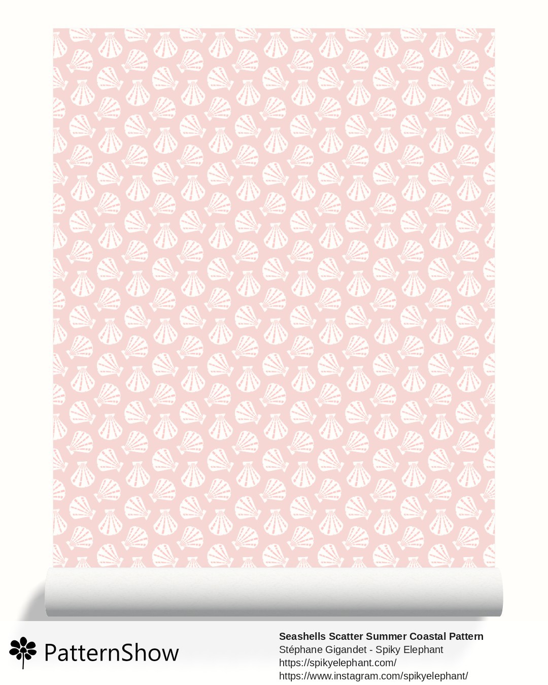 Seashells Scatter Summer Coastal Pattern wallpaper - Light Pink Pastel