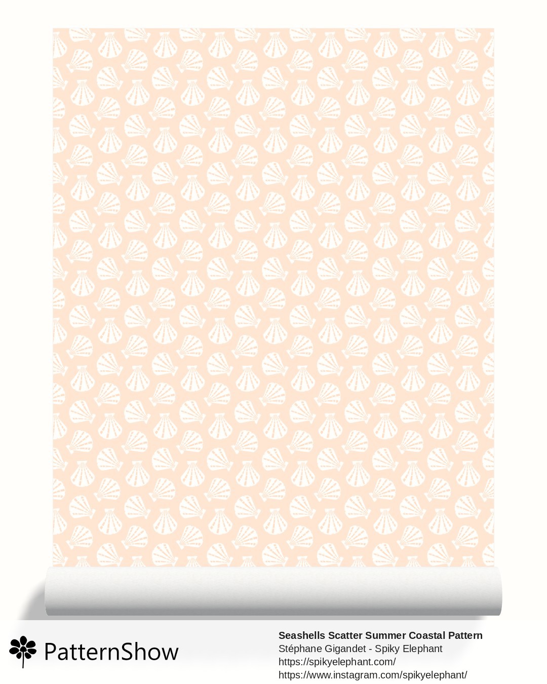 Seashells Scatter Summer Coastal Pattern wallpaper - Sand Peach Cream