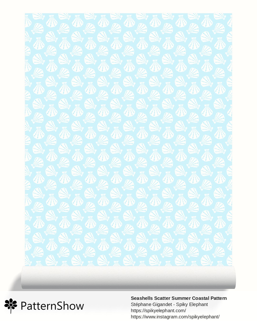 Seashells Scatter Summer Coastal Pattern wallpaper - Light Baby Blue Pastel