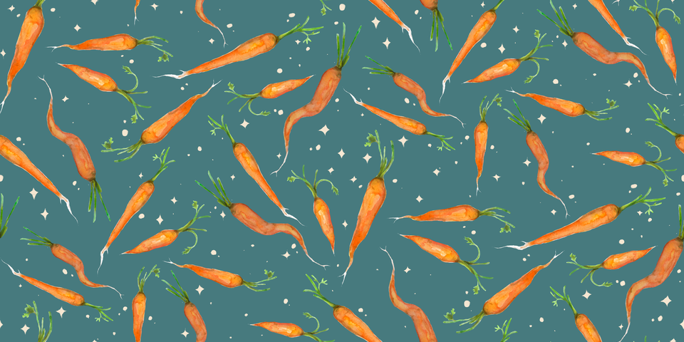 Galactic Carrots Teal and White Speckles