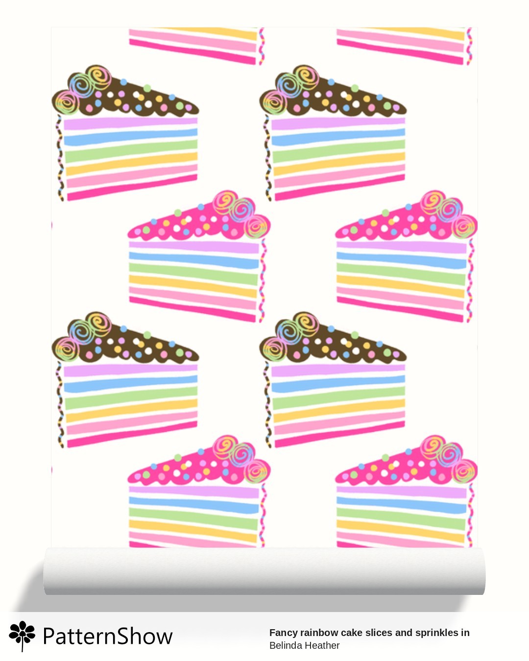 Fancy rainbow cake slices and sprinkles in pastel colours on white large wallpaper - Pastel Rainbow on white