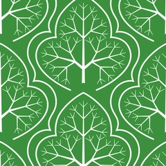 Fractal Geometric Plants Art Deco Botanical - White Garden Forest Green