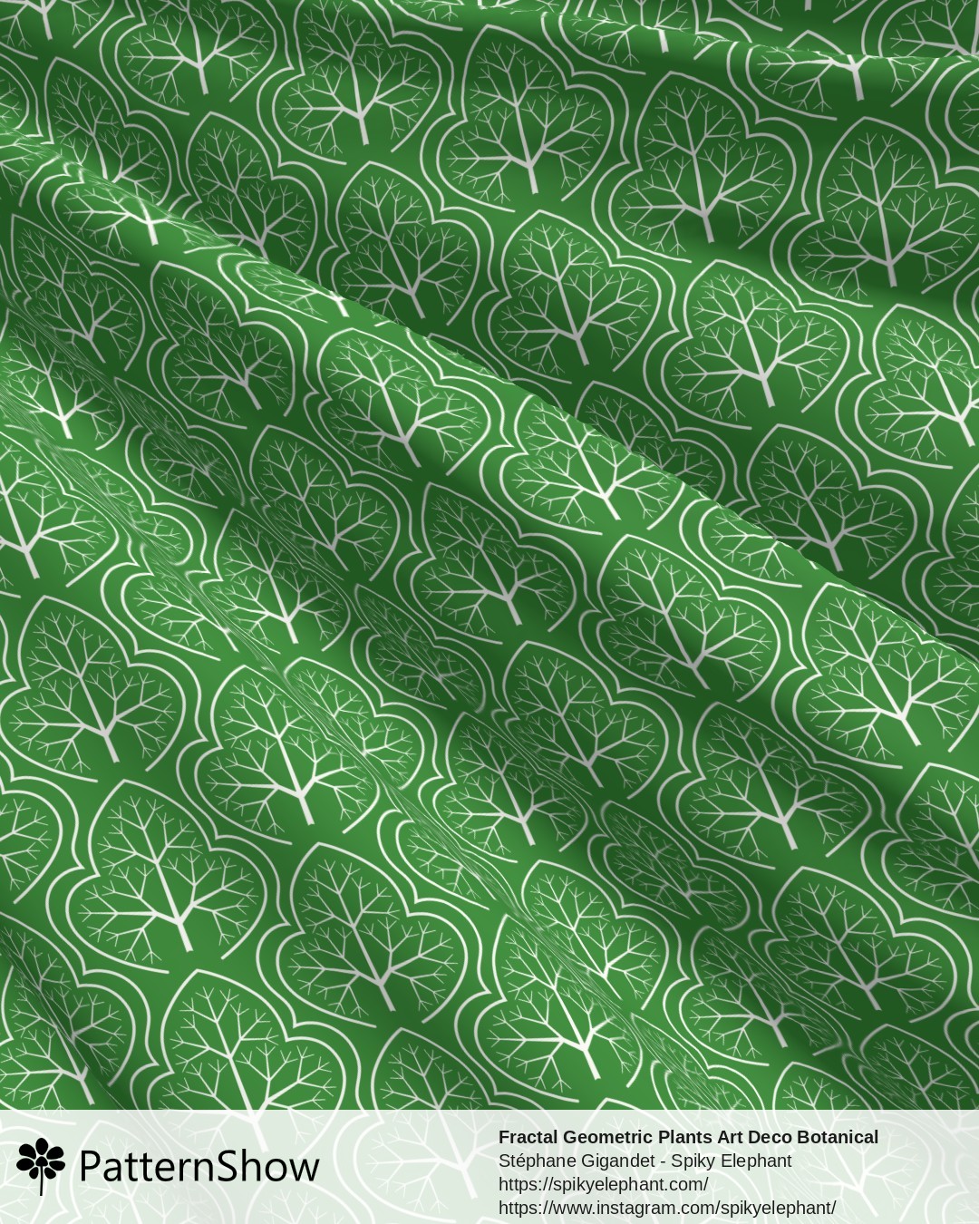Fractal Geometric Plants Art Deco Botanical - White Garden Forest Green