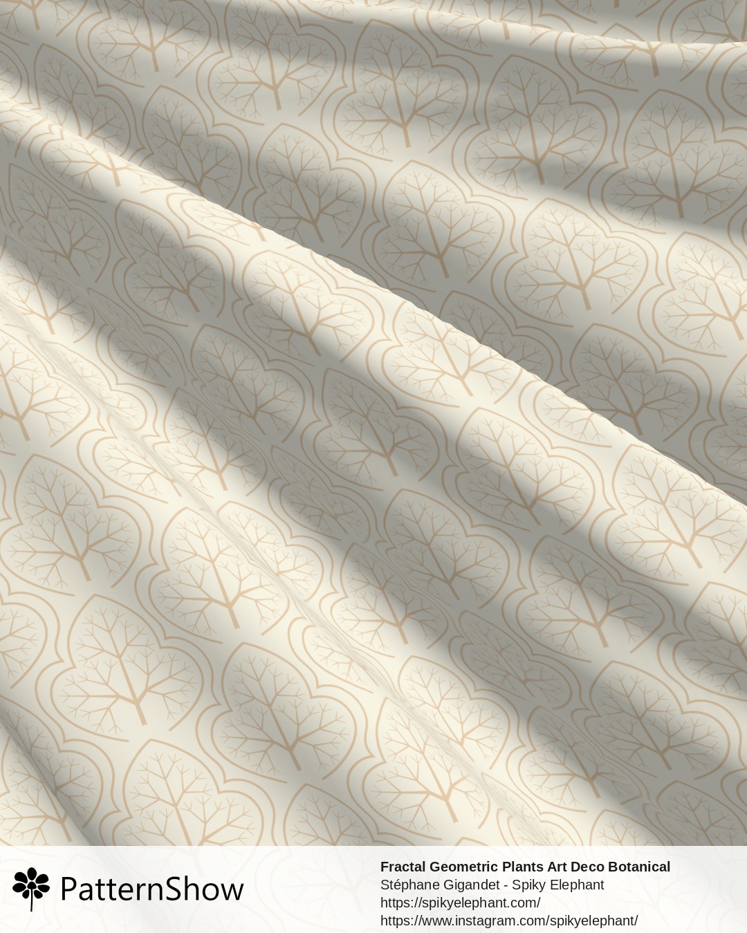 Fractal Geometric Plants Art Deco Botanical - Brown Sand Yellow Beige Cream
