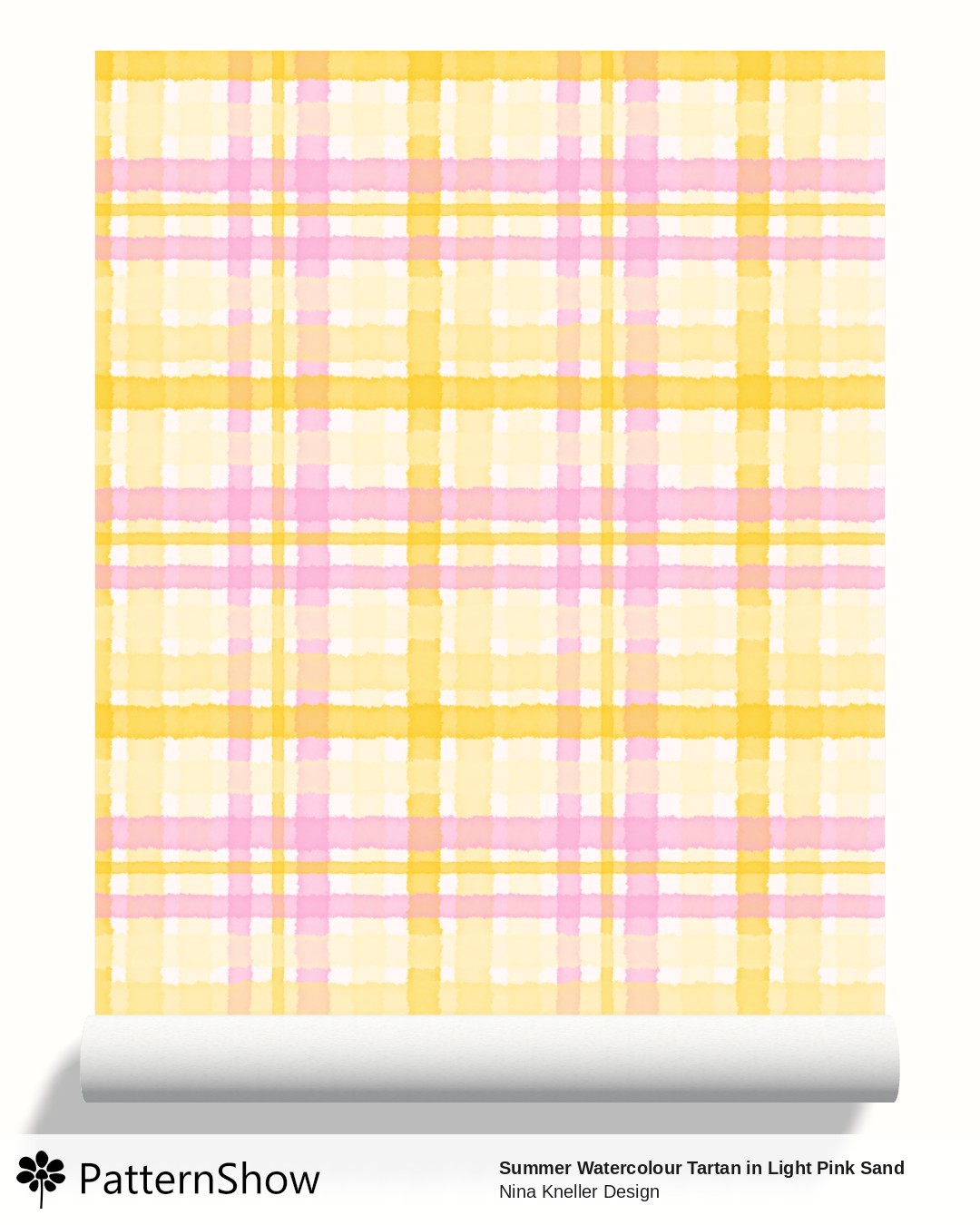 Summer Watercolour Tartan in Light Pink Sand wallpaper - Summery Watercolour Tartan Light Pink Sand