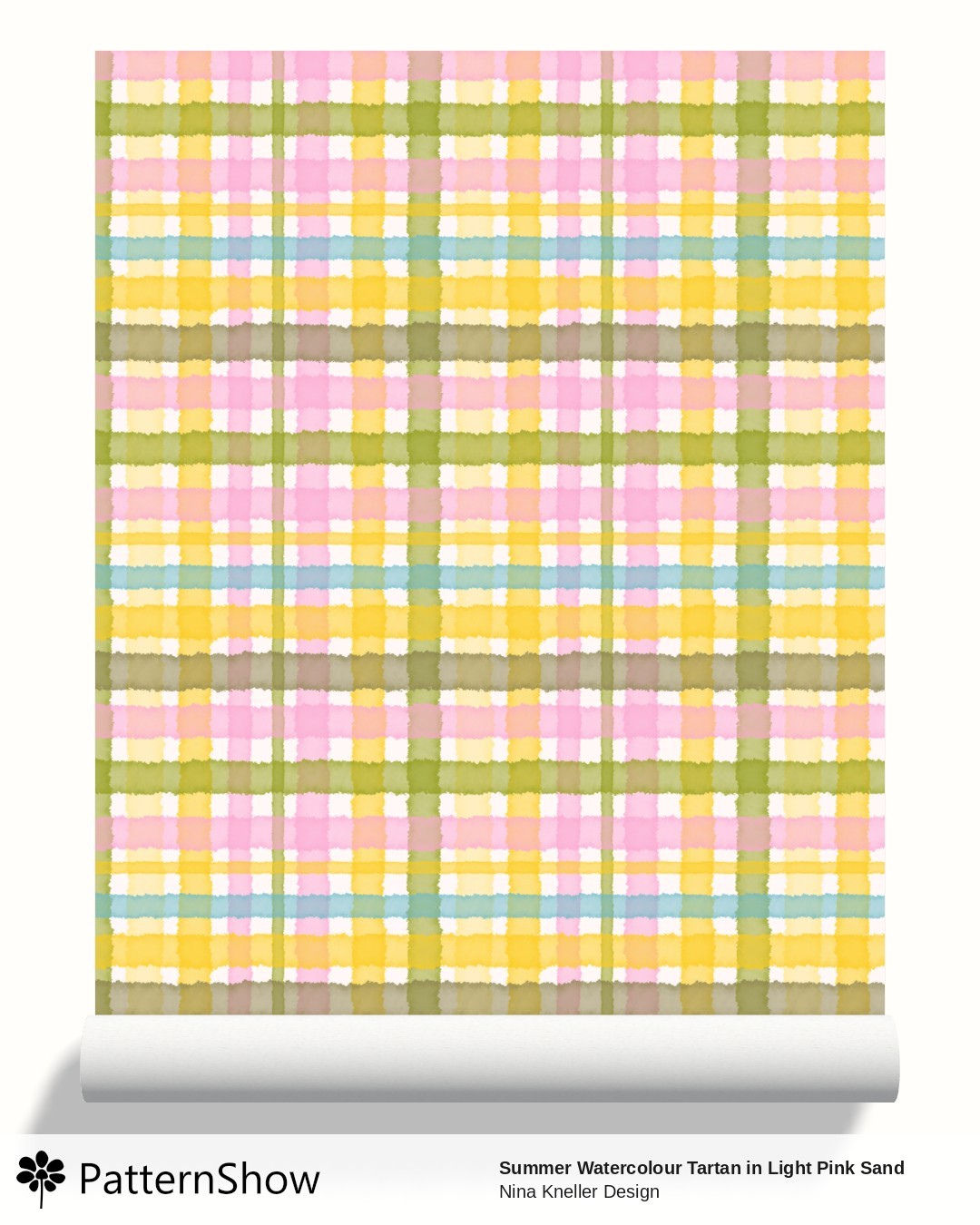 Summer Watercolour Tartan in Light Pink Sand wallpaper - Summery Watercolour Tartan