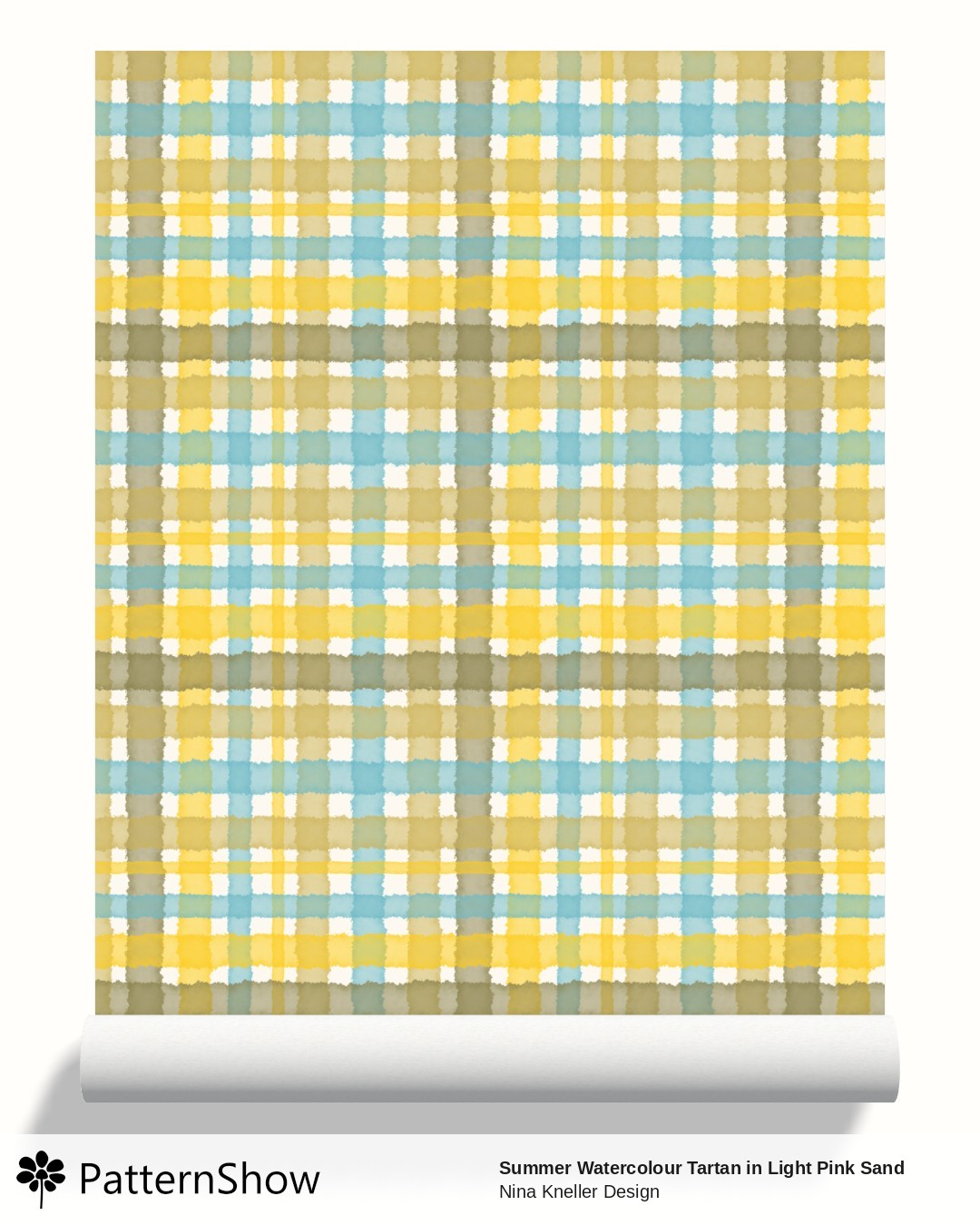 Summer Watercolour Tartan in Light Pink Sand wallpaper - Summery Watercolour Tartan