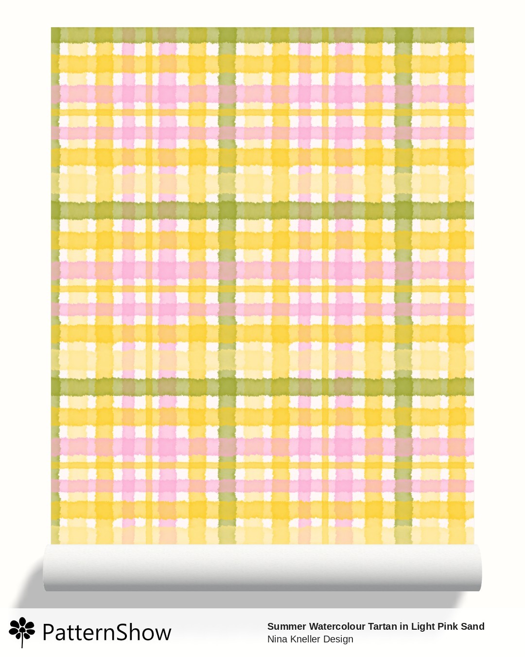 Summer Watercolour Tartan in Light Pink Sand wallpaper - Summery Watercolour Tartan