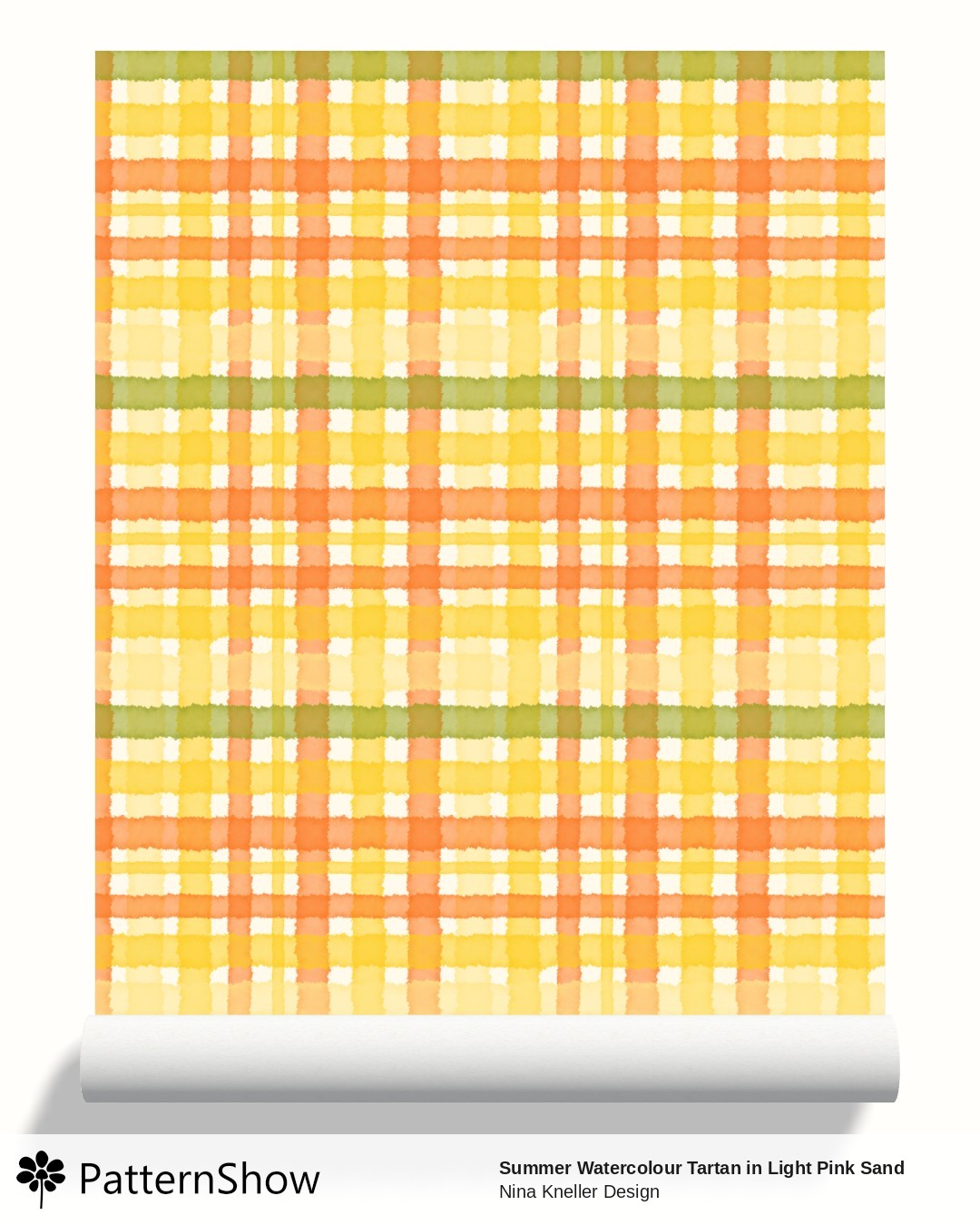 Summer Watercolour Tartan in Light Pink Sand wallpaper - Summery Watercolour Tartan