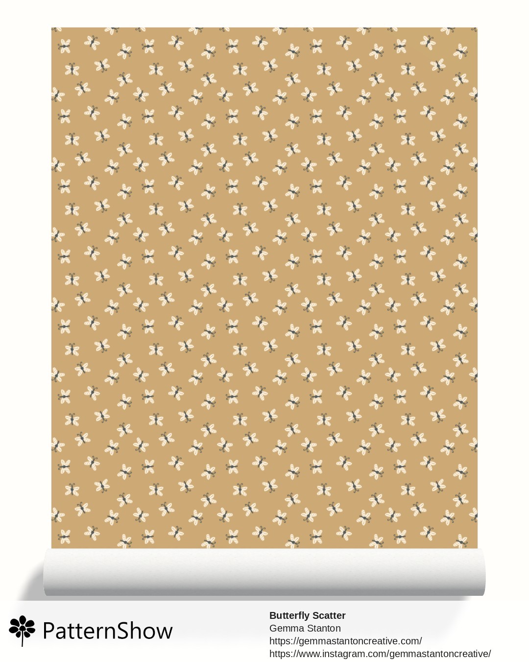 Butterfly Scatter wallpaper - Mustard Yellow