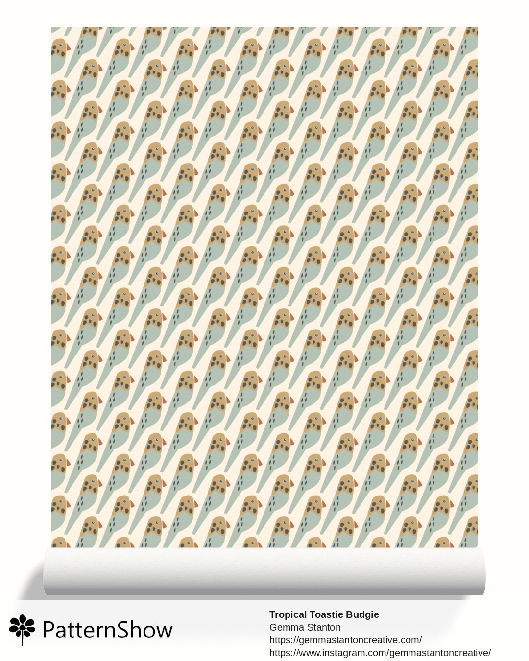 Tropical Toastie Budgie wallpaper - Blue / Yellow / Cream