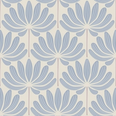 Delightful Dahlias - Blue Beige Cream