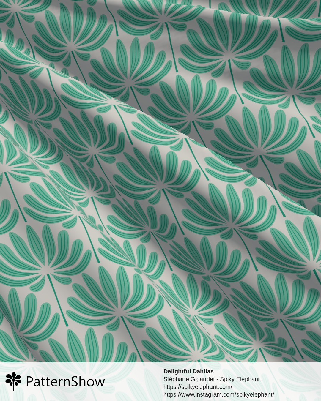 Delightful Dahlias - Turquoise Green Aqua