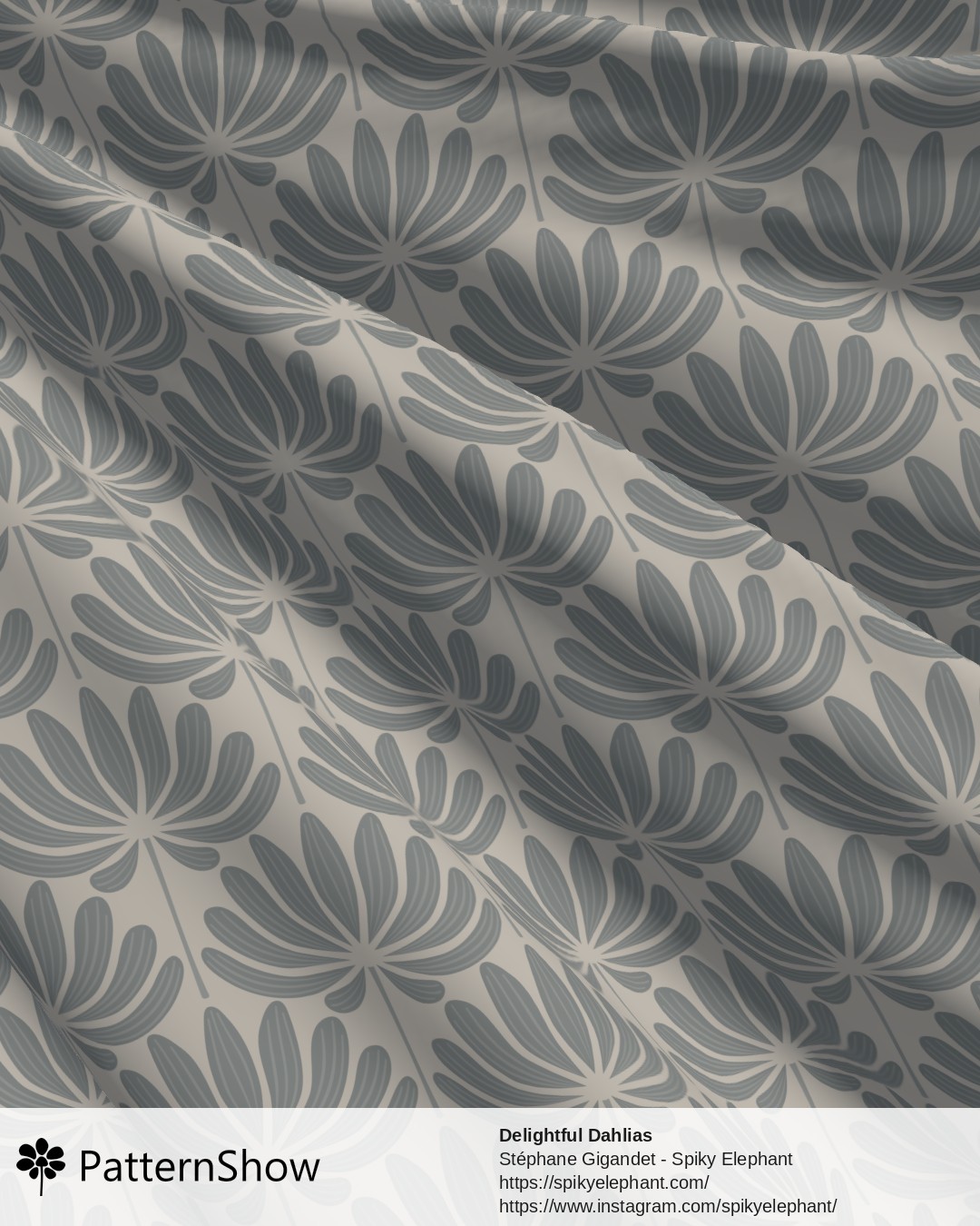 Delightful Dahlias - Neutral Grey Blue