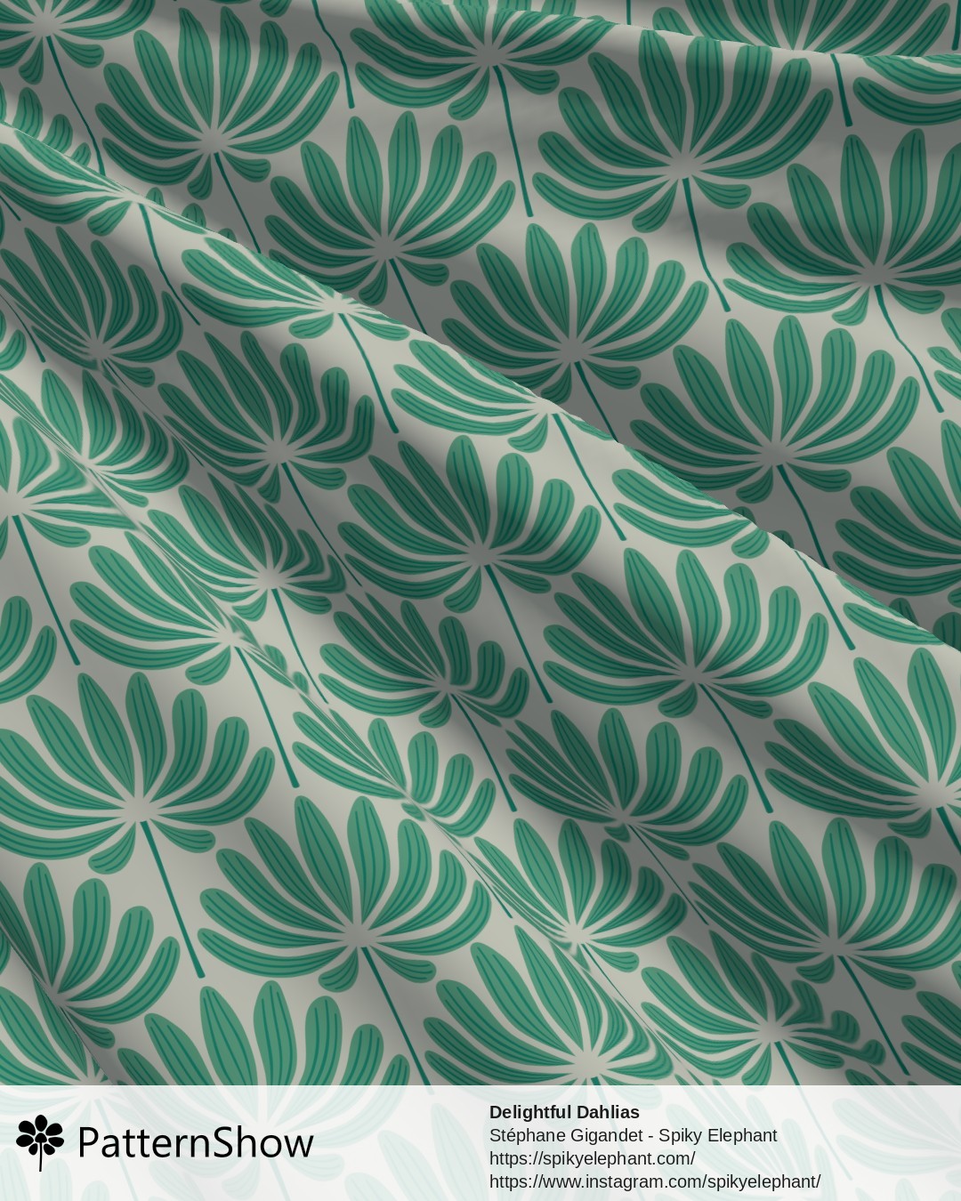 Delightful Dahlias - Emerald Green Blue