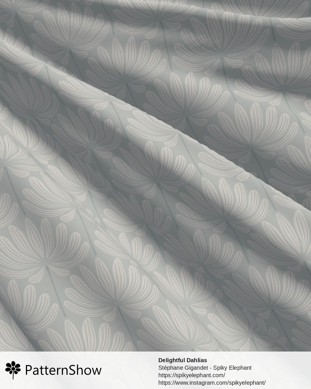 Delightful Dahlias - White Grey Teal