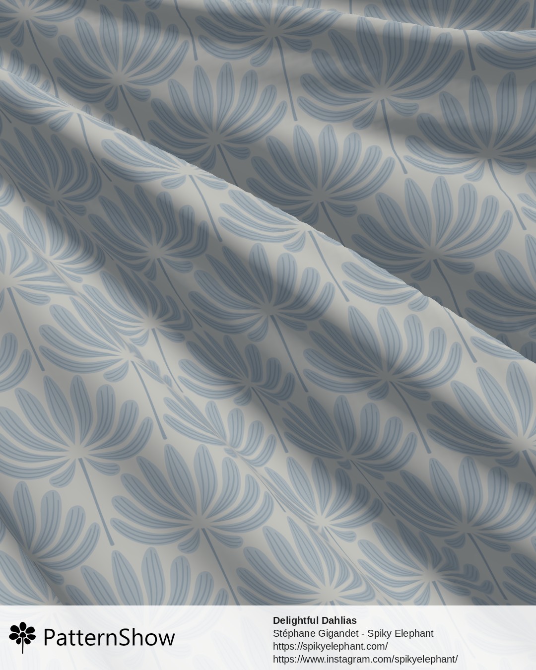 Delightful Dahlias - Sky Baby Blue Cyan