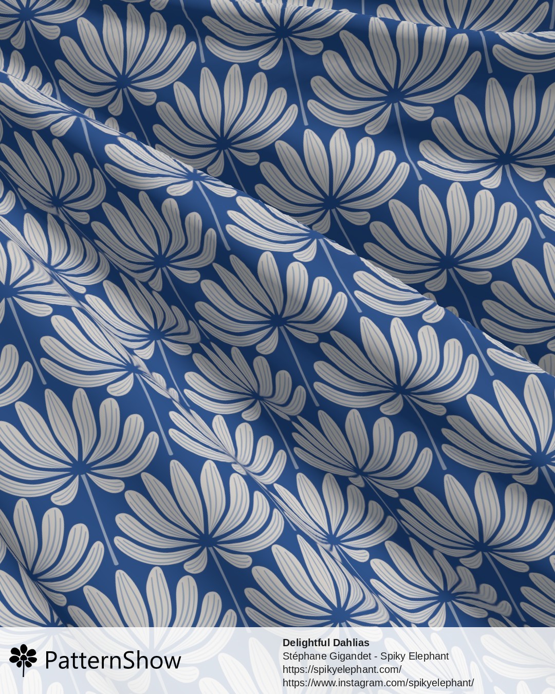 Delightful Dahlias - White Azure Blue