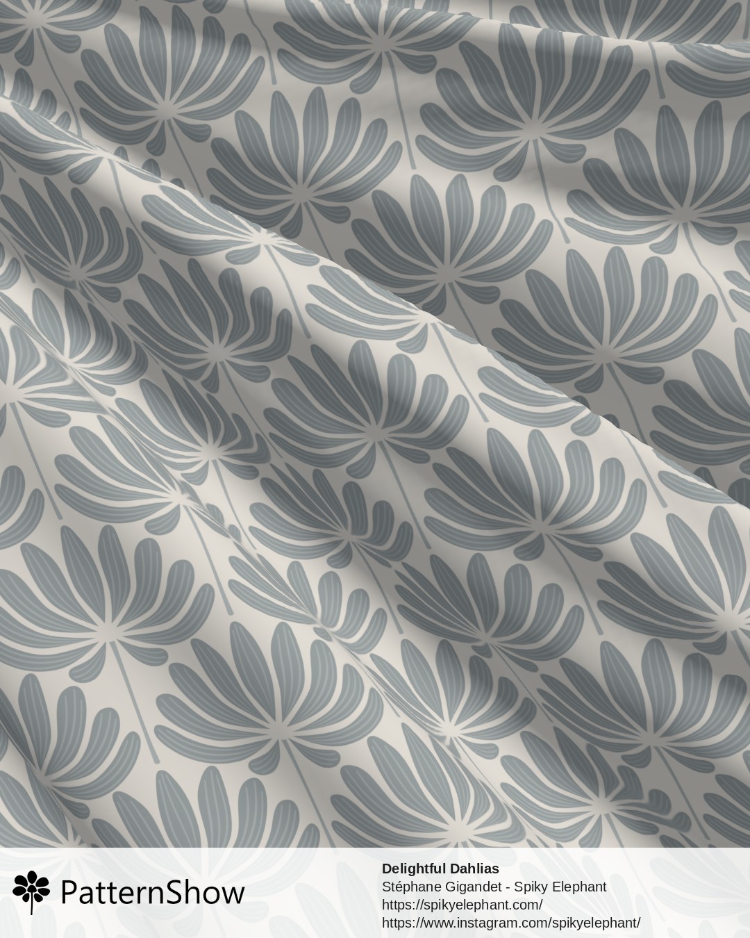 Delightful Dahlias - Neutral Grey Blue