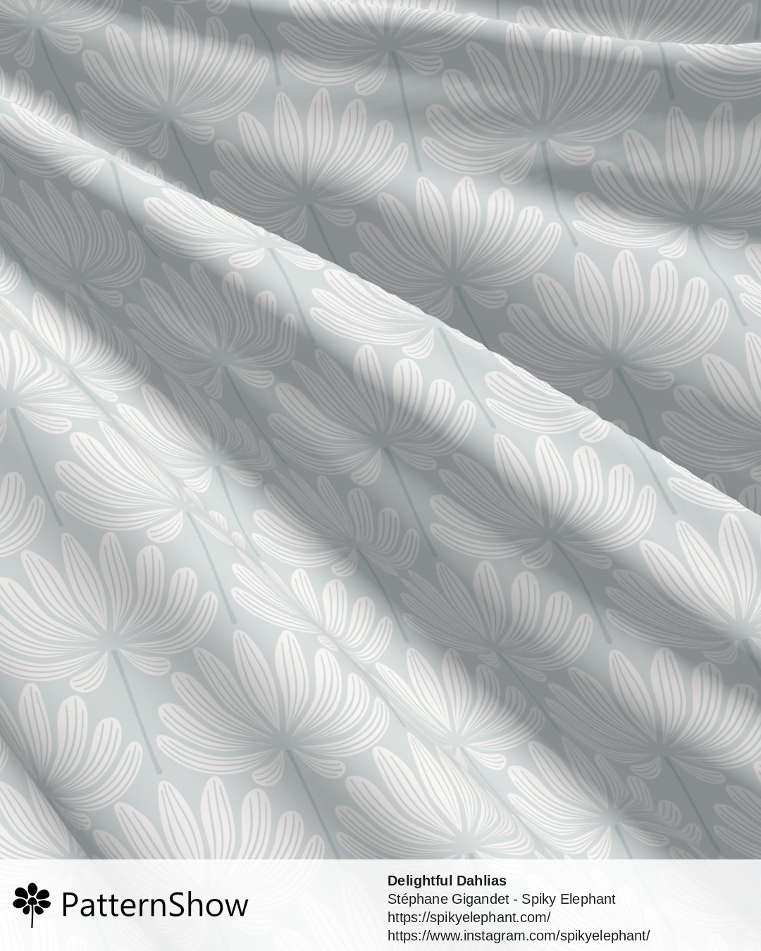 Delightful Dahlias - White Grey Teal