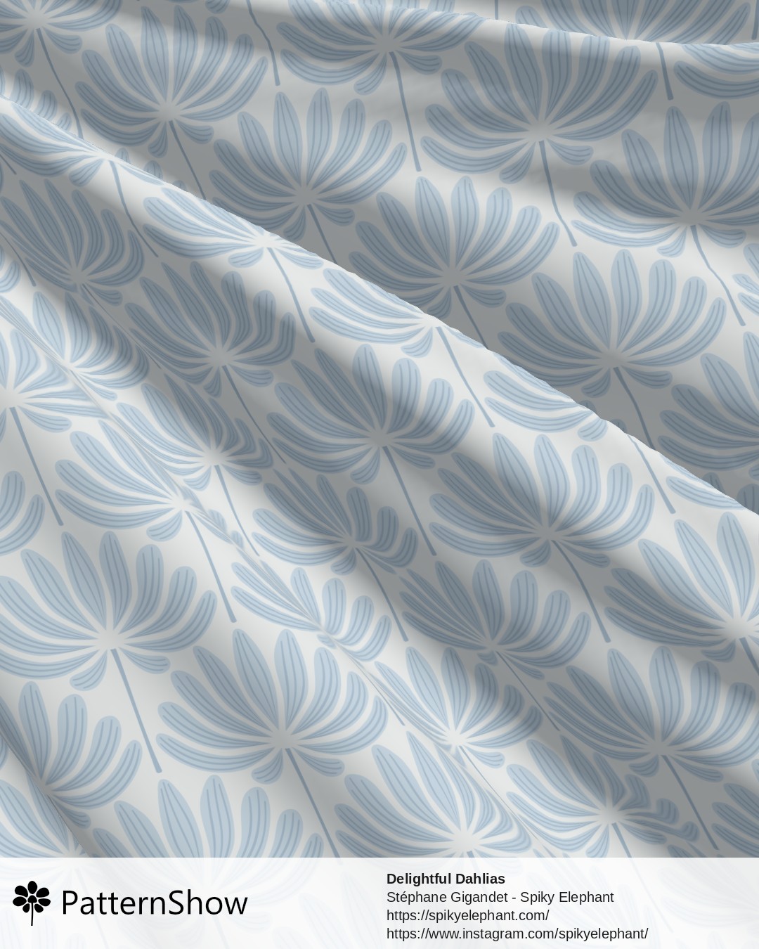 Delightful Dahlias - Sky Baby Blue Cyan