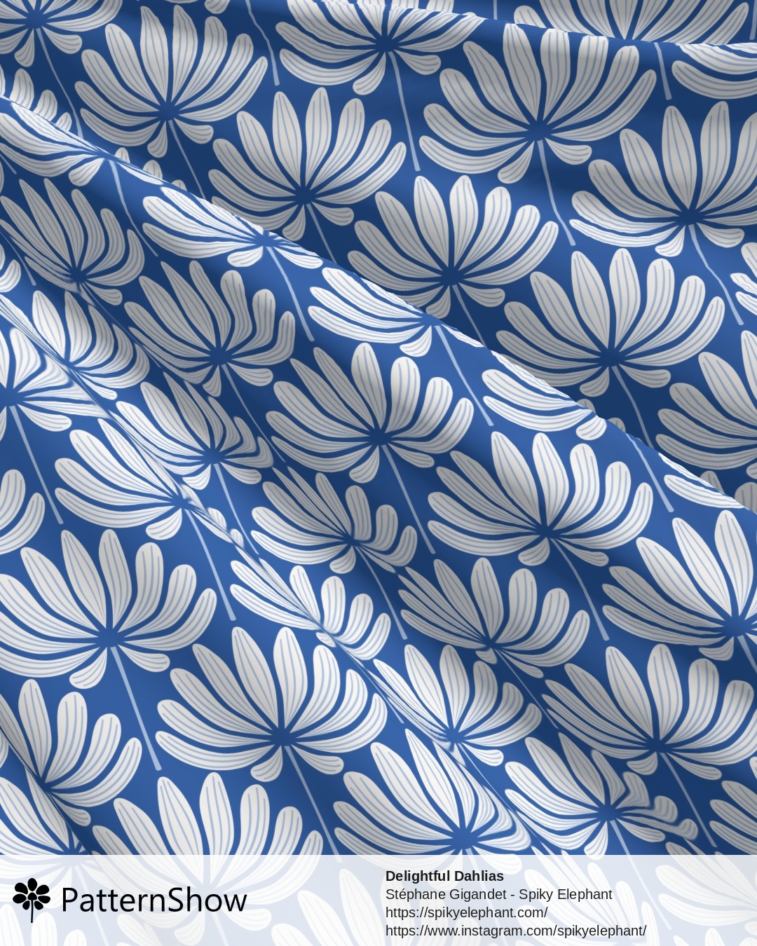 Delightful Dahlias - White Azure Blue