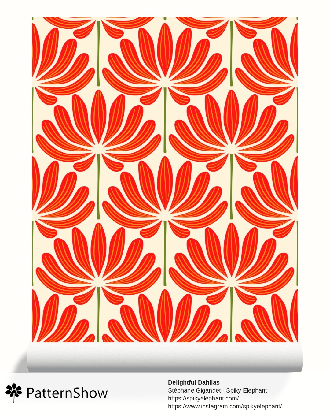 Delightful Dahlias wallpaper - Summer Red Orange