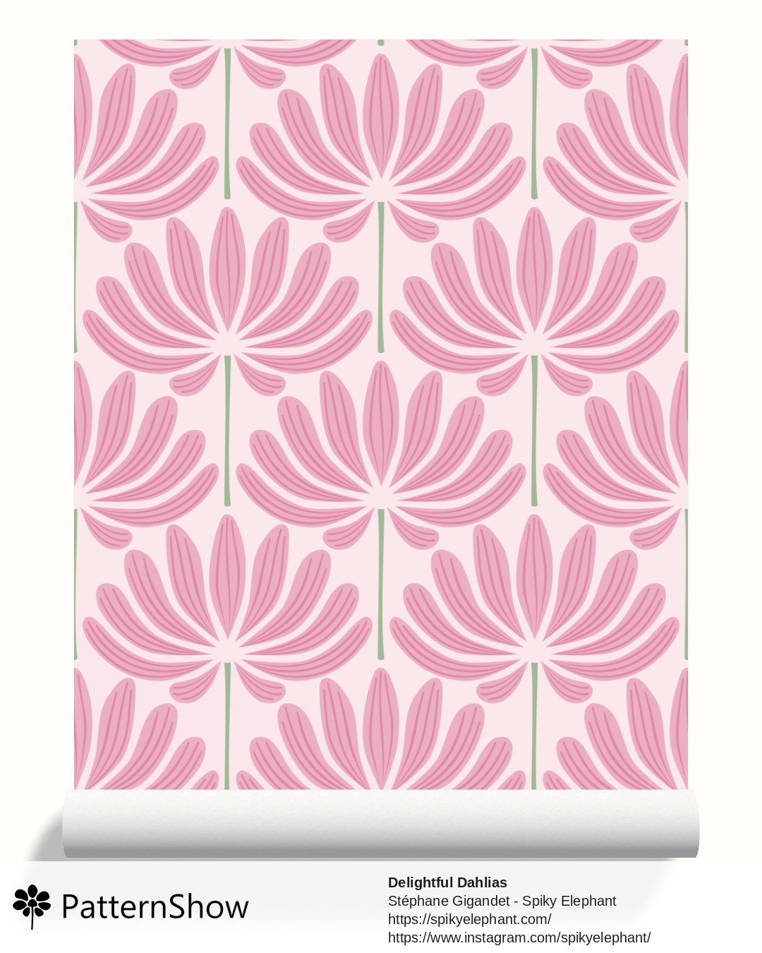 Delightful Dahlias wallpaper - Lavender Baby Pink
