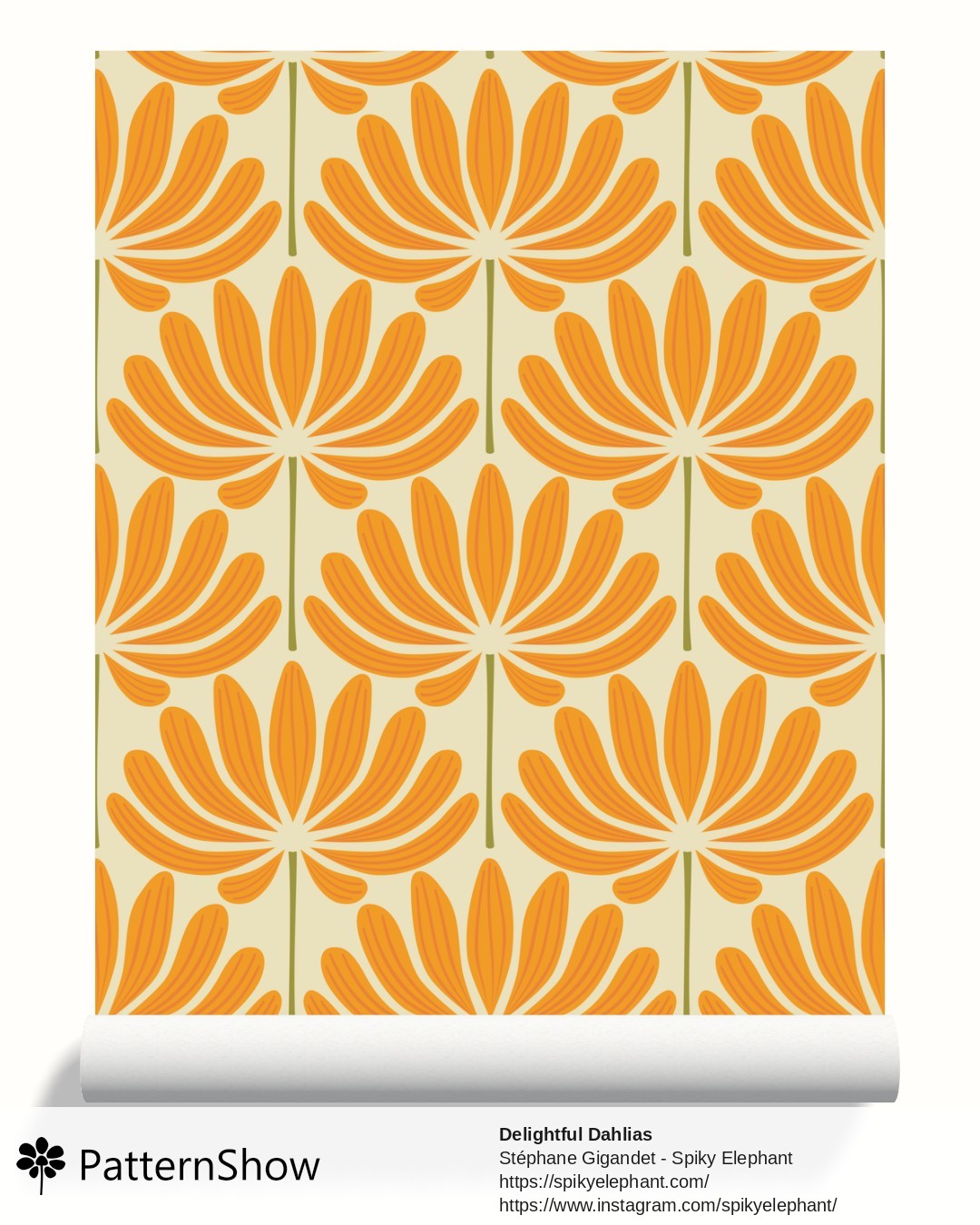 Delightful Dahlias wallpaper - Warm Yellow Orange