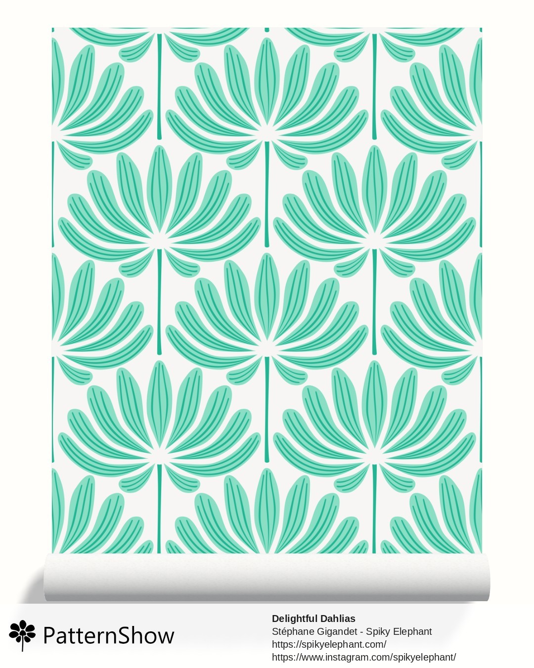 Delightful Dahlias wallpaper - Turquoise Green Aqua