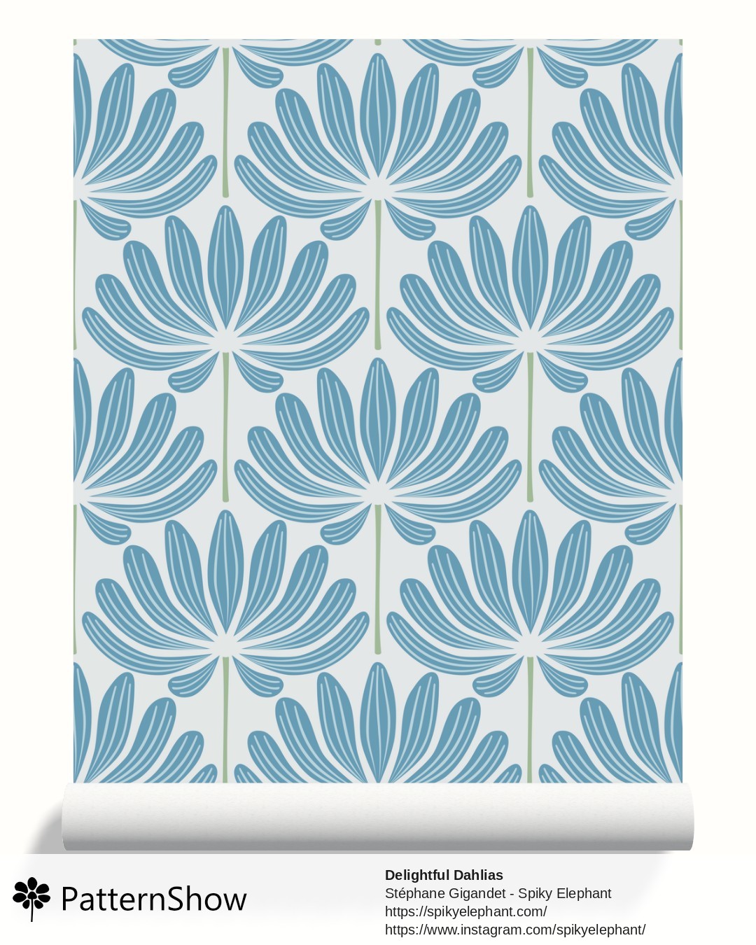 Delightful Dahlias wallpaper - Sky Baby Blue